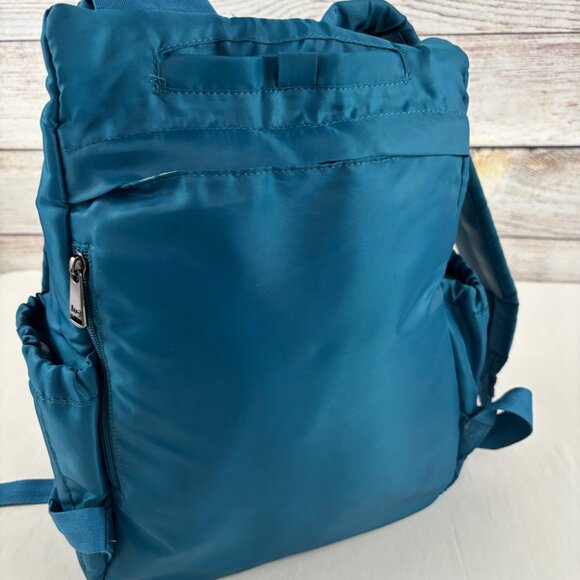 Lug Hatchback Backpack Teal Blue Nylon Travel RFID Blocking - Picture 6 of 16